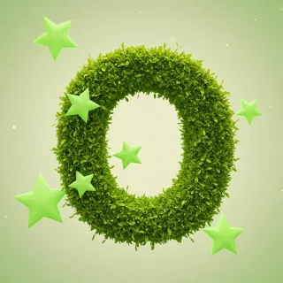 Green stars — letter O