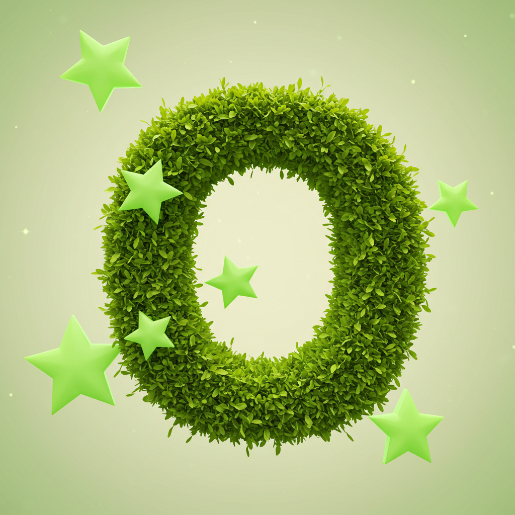 Green stars — letter O