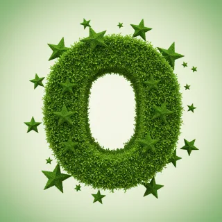 Green stars — letter O (variant 2)