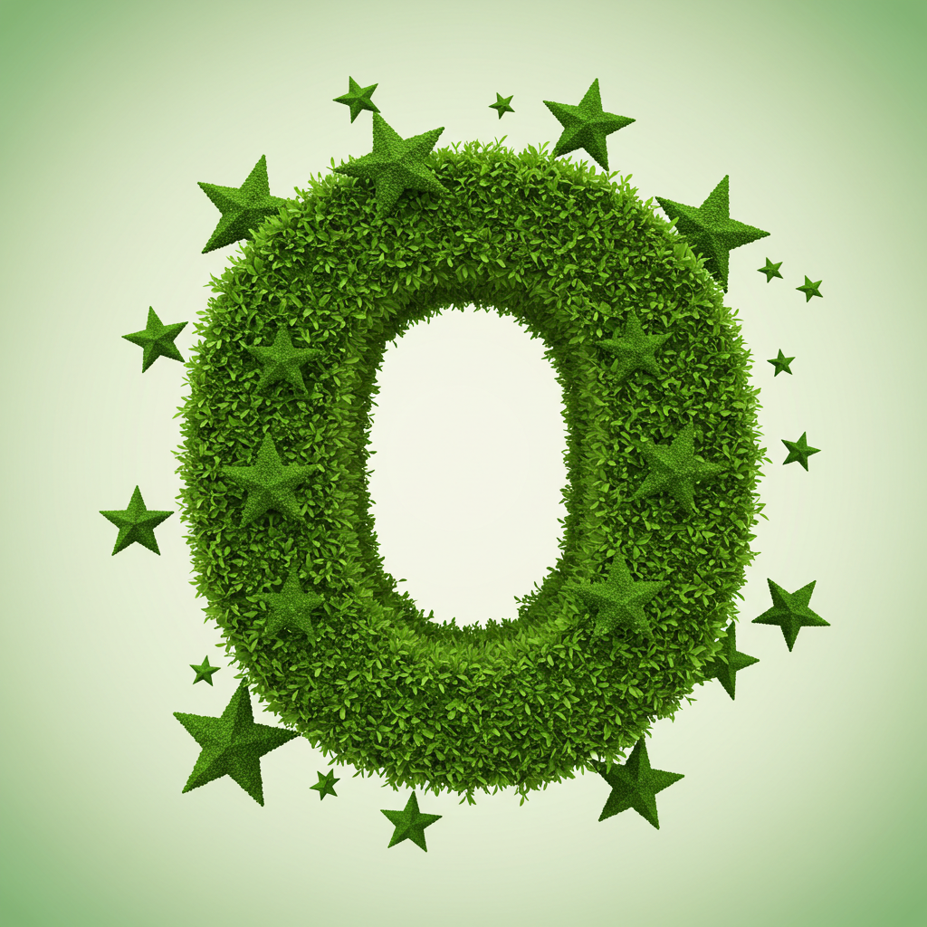 Green stars — letter O (variant 2)