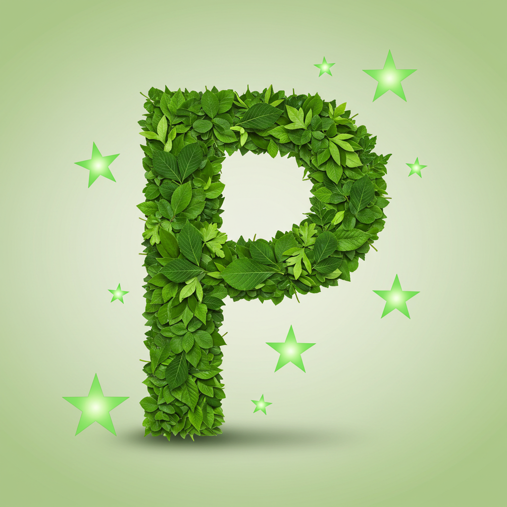 Green stars — letter P