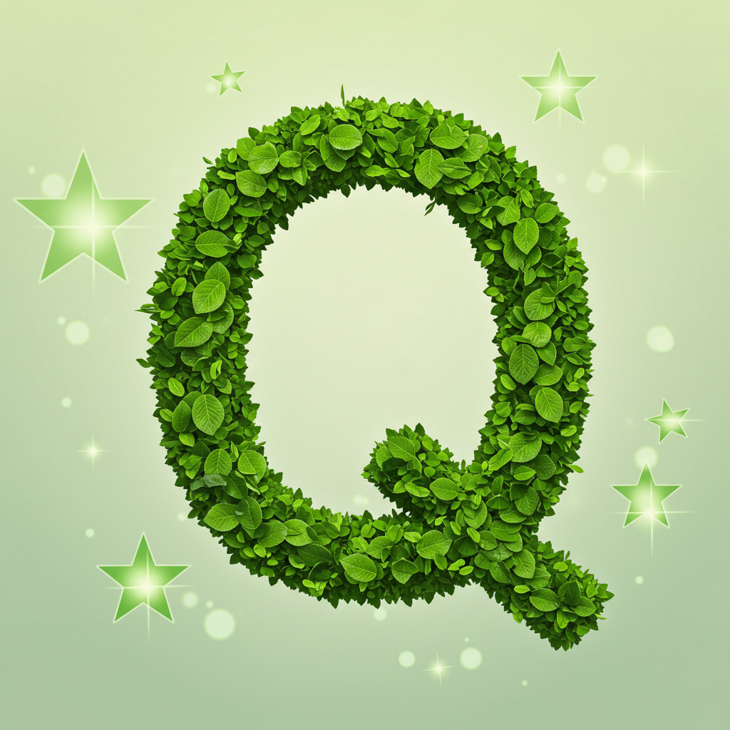 Green stars — letter Q