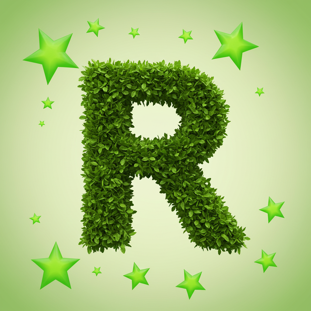 Green stars — letter R