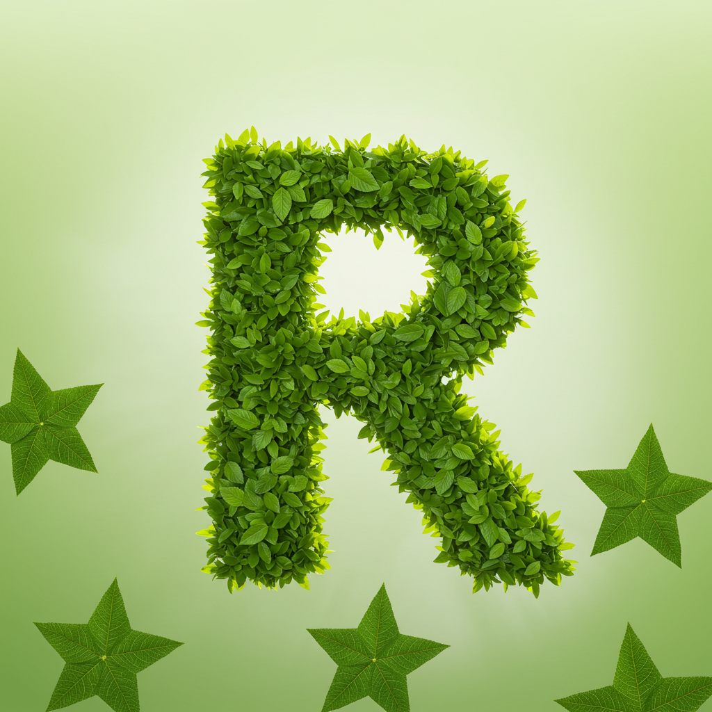 Green stars — letter R (variant 2)