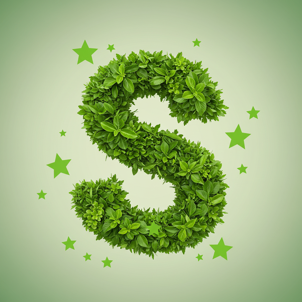Green stars — letter S