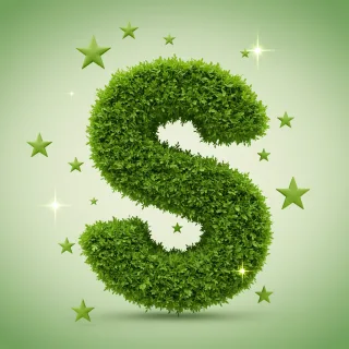 Green stars — letter S (variant 2)