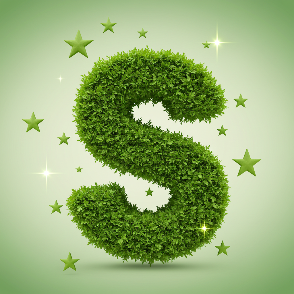 Green stars — letter S (variant 2)