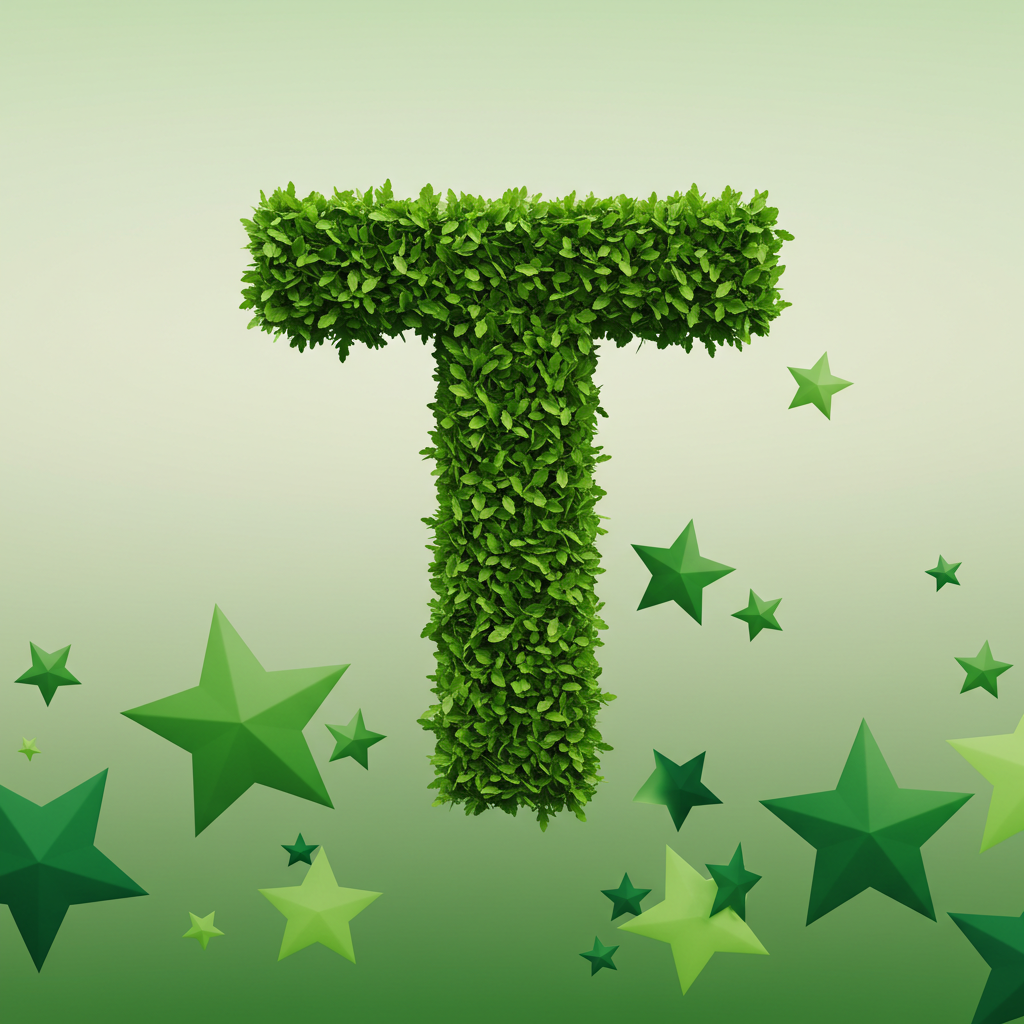 Green stars — letter T (variant 2)