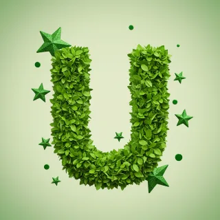 Green stars — letter U (variant 2)