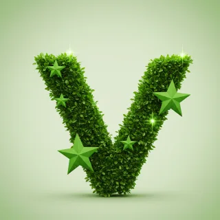 Green stars — letter V (variant 2)