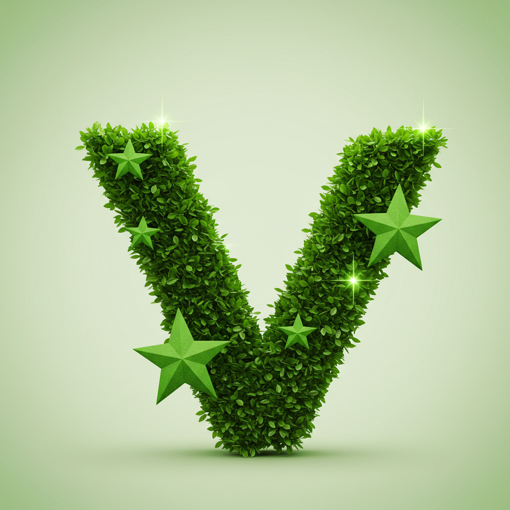 Green stars — letter V (variant 2)