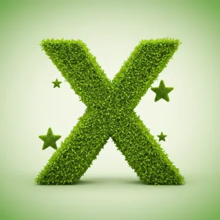 Green stars — letter X (variant 2)