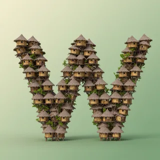 Hut — letter W (variant 2)