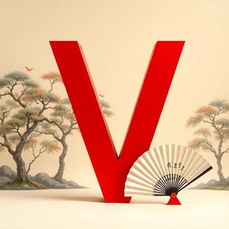 Japanese fan — letter V