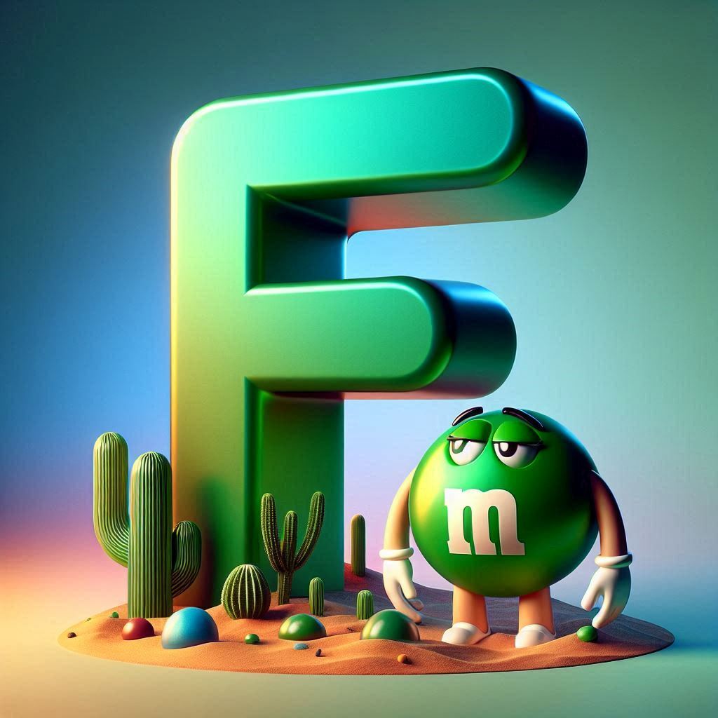 M&m — letter F