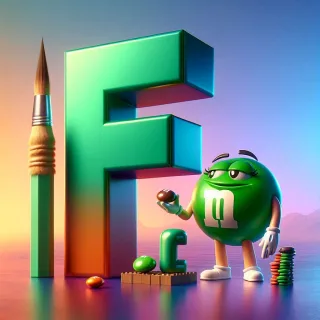 M&m — letter F (variant 2)