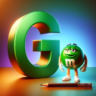 M&m — letter G (variant 2)