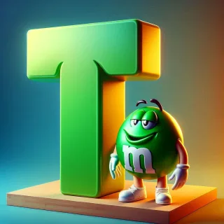 M&m — letter T