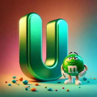 M&m — letter U
