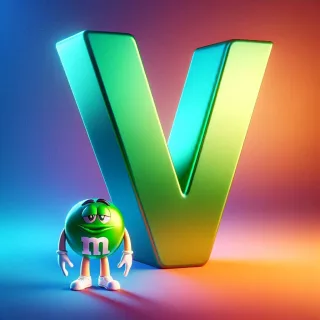 M&m — letter V (variant 2)