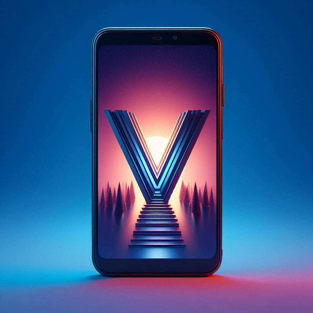 Mobile phone — letter V (variant 2)