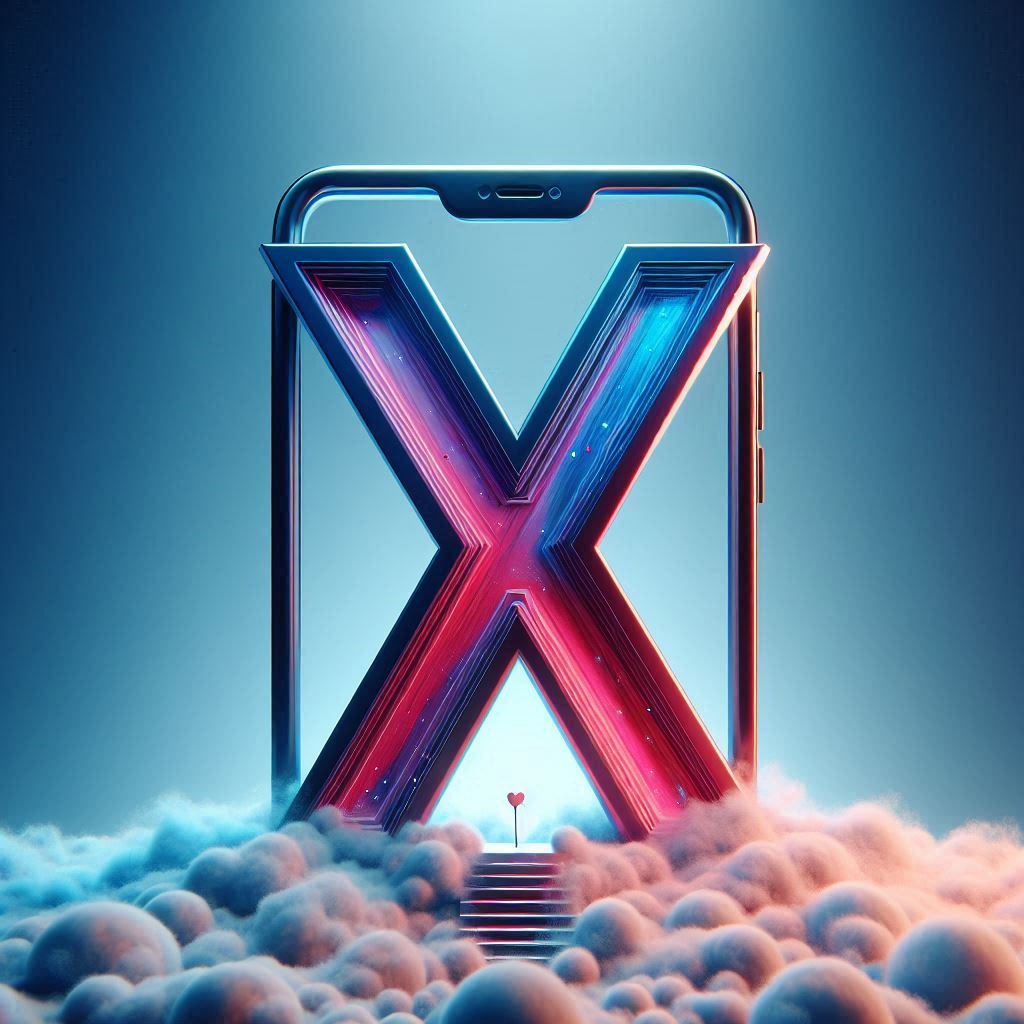 Mobile phone — letter X (variant 2)