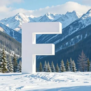 Mountains in winter — letter F