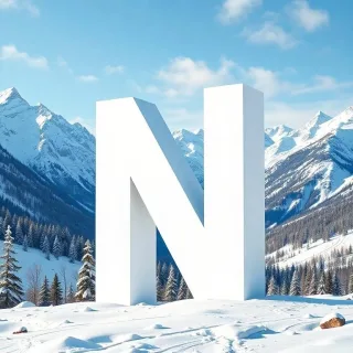 Mountains in winter — letter N