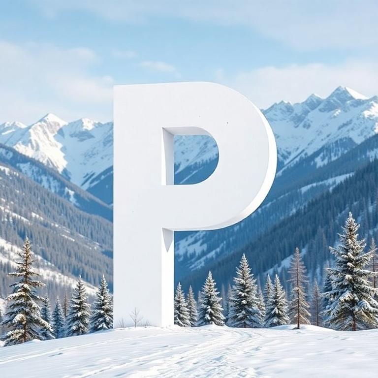 Mountains in winter — letter P