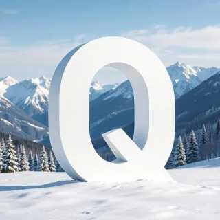 Mountains in winter — letter Q