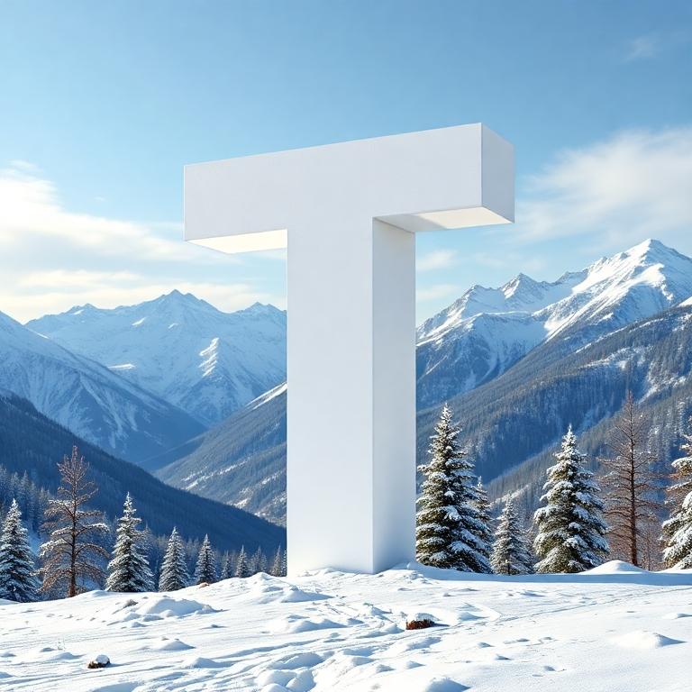 Mountains in winter — letter T
