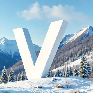 Mountains in winter — letter V
