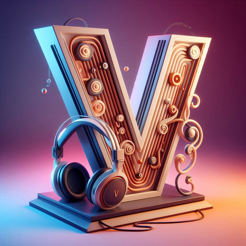 Music headphones — letter V (variant 2)