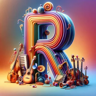 Musical instruments — letter R (variant 2)