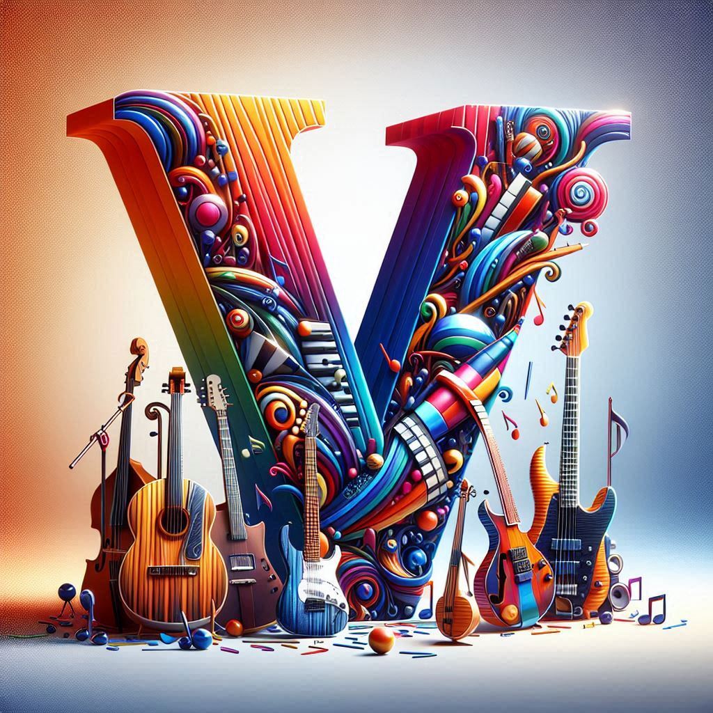 Musical instruments — letter V (variant 2)