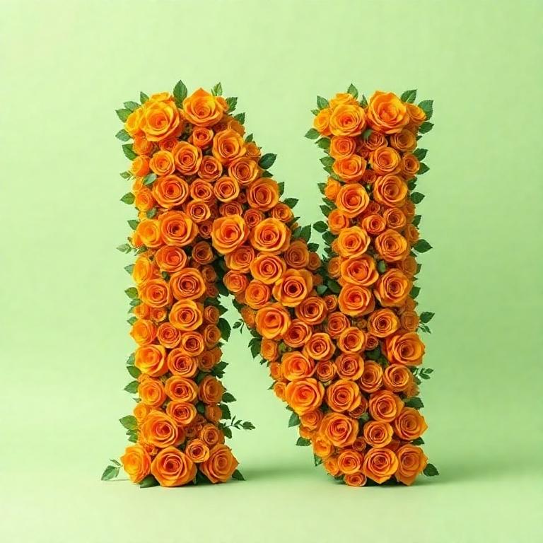Orange roses — letter N
