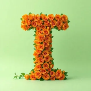 Orange roses — letter T
