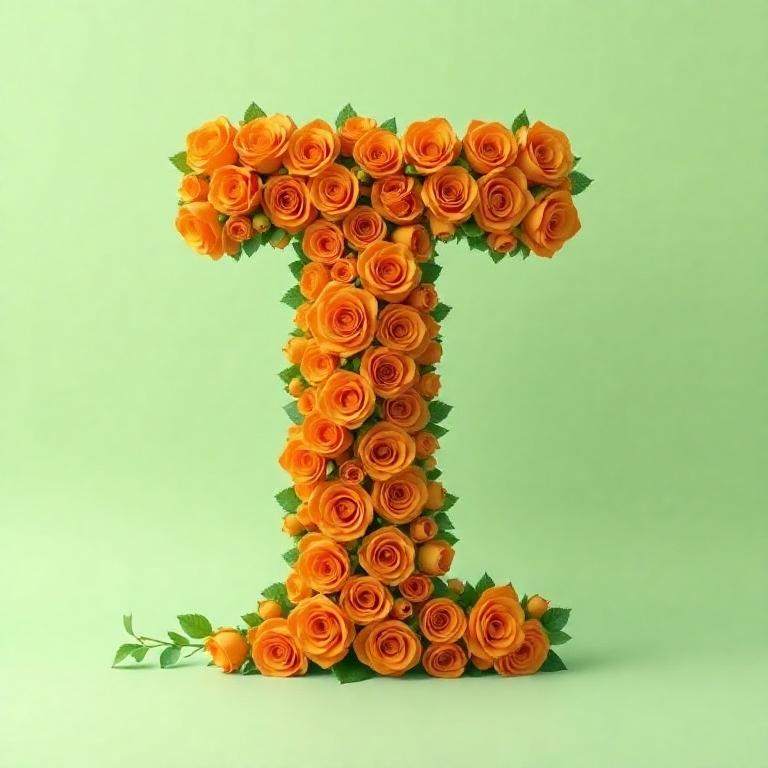 Orange roses — letter T