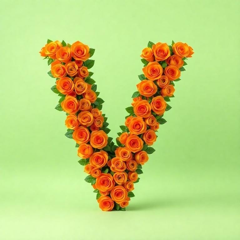 Orange roses — letter V