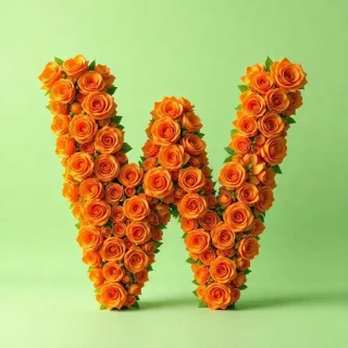 Orange roses — letter W