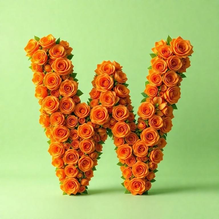 Orange roses — letter W