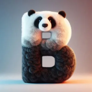 Panda bear 2 — letter B (variant 2)