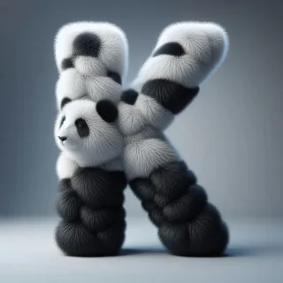 Panda bear 2 — letter K (variant 2)
