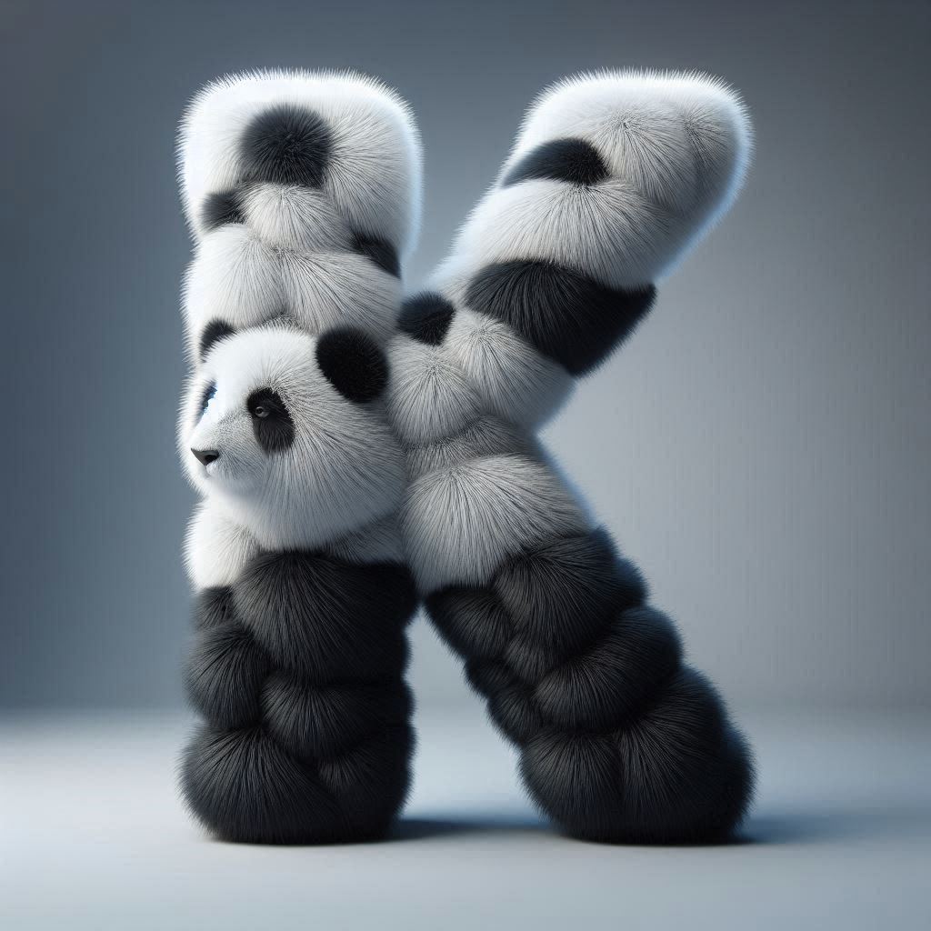 Panda bear 2 — letter K (variant 2)
