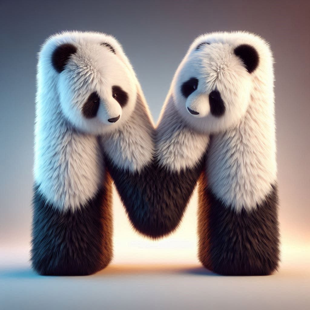 Panda bear 2 — letter M (variant 2)