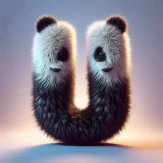 Panda bear 2 — letter U (variant 2)