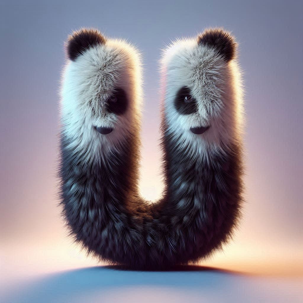 Panda bear 2 — letter U (variant 2)