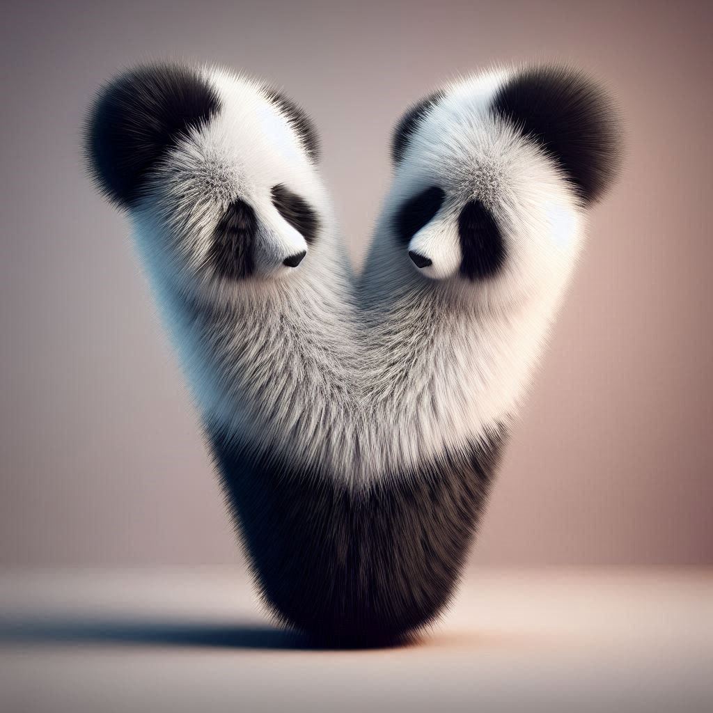 Panda bear 2 — letter V