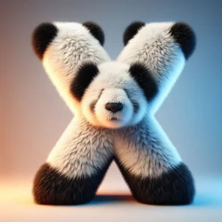 Panda bear 2 — letter X (variant 2)
