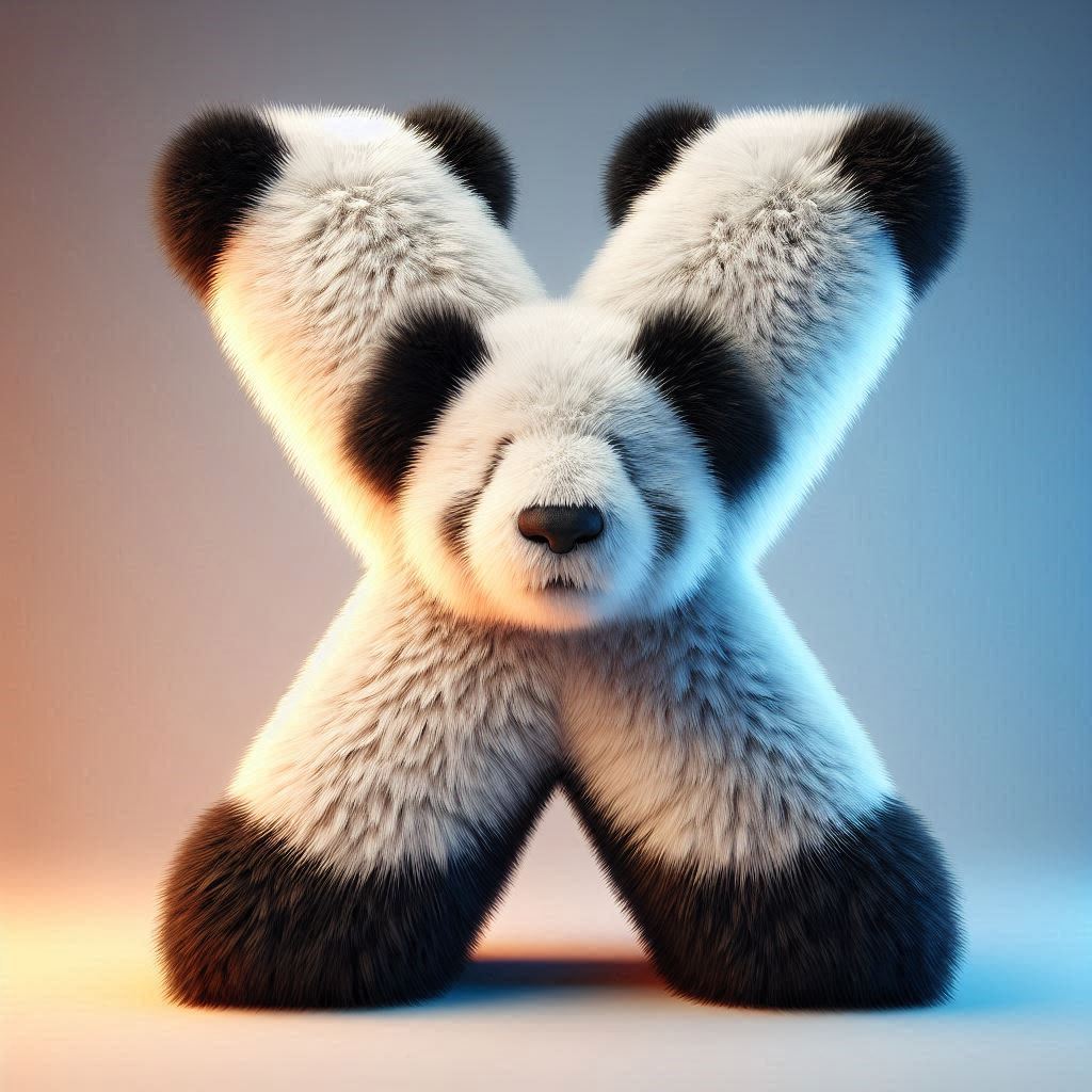 Panda bear 2 — letter X (variant 2)